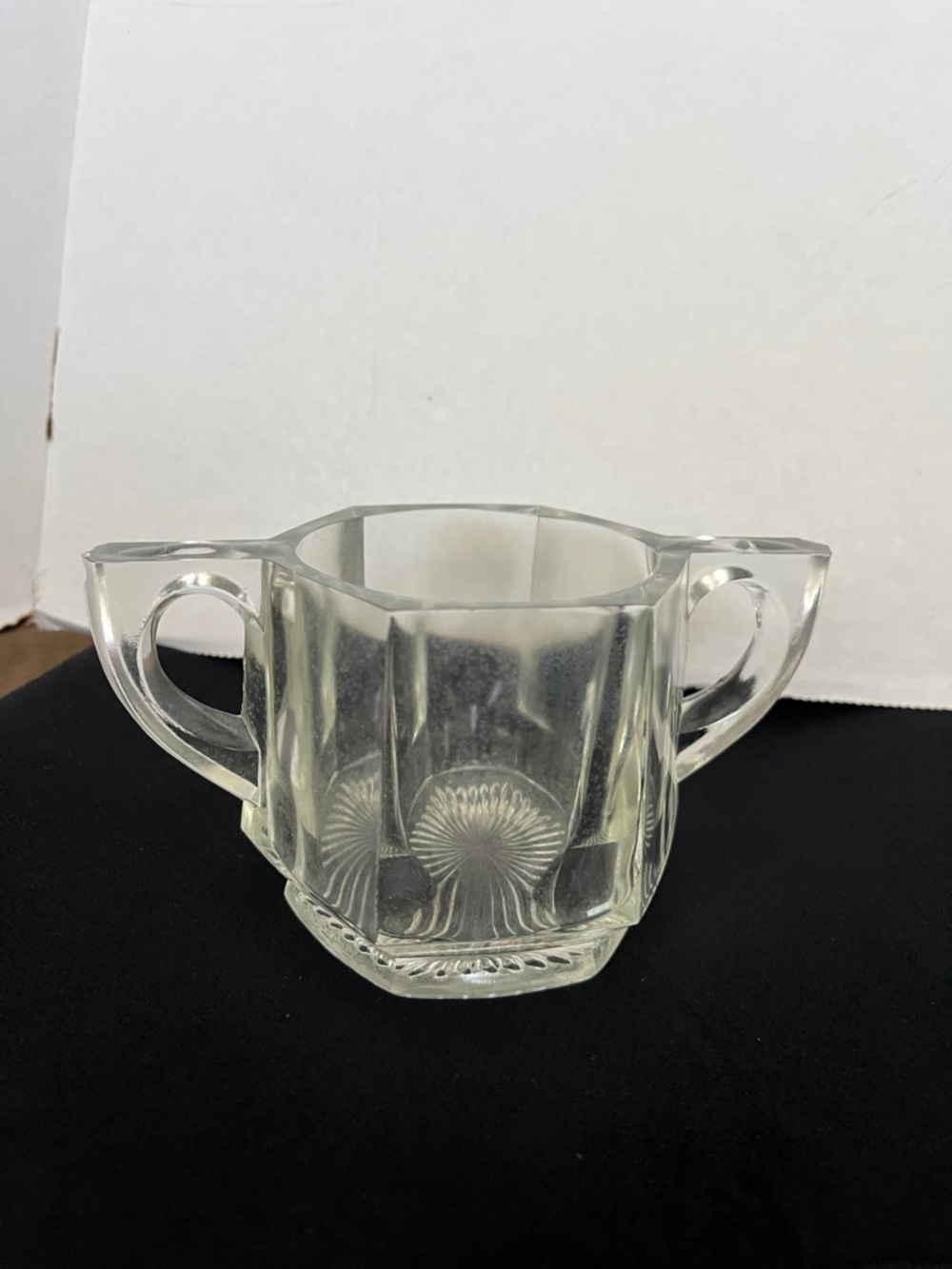Clear Glass Double-Handled Sugar Bowl - Elegant Pressed Glass